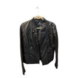 Black Pu Leather Jacket Moto Gear Size M (C)