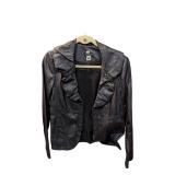 Black Pu Leather Jacket w/ Puffy Collar VEX (C)