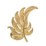 Vintage Brooch w Ear Clips 1950s Gold Tone Leaf
