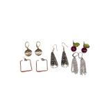 Lot of 5 Pairs Mixed Statement Modern Earrings (J)
