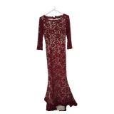 Venus Couture S 4 Red Lace Overlay Long Gown  (C)