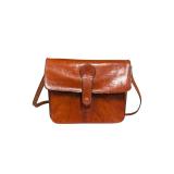 70s Handmade Crossbody Leather Satchel Handbag (C)