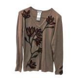 Brown Shirt With Wool Flower Chagall Size S (C)