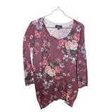 Flower Graphic Dark Red Long Sleeves DH3  XS (C)