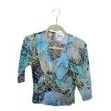 Green and Blue Selene 3/4 Sleeve Blouse M (C)
