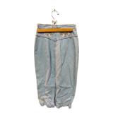 Blue Denim Skirt with Embroidered Flower Visa (C)