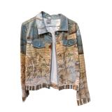 Brown Blue Letter Print Jacket Dolcezza S (C)