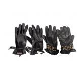Etienne Aigner & Studded Black Leather Gloves (C)
