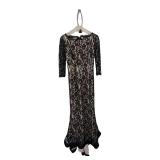 Venus Couture S4 Black Lace Overlay Long Gown  (C)