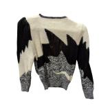 Cream and Grey Magnolia Knit Sweater Size M (C)