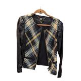 Plaid Jacket w/ Pu Sleeves Cartise Size 8 (C)