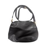 Black Pebbled Faux Leather Shoulder Bag (U)