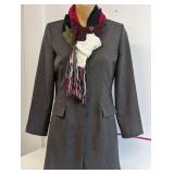 Grey Blazer w Multi-coloured Scarf