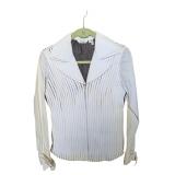 White Ribbed Ravel Zip-Up Sweat Shirt Size S (C)