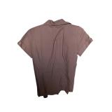 Brown Button-up Short Sleeve CheroKee Size M (C)