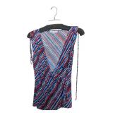 Blue and Red Lined V-neck Shirt MIKO Size M (C)