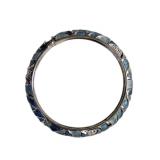 SilverTone Shades of Blue Beachy Hinged Bangle (C)