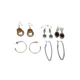 Lot of 5 Mixed Metal and Stone Earrings (J)
