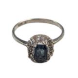 Regal Square Gem Silver Ring Size 4 1/4 (15)