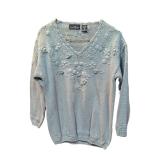 Grey Crochet Sweater Hunters Run Size M (C)