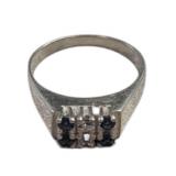 Gem Cluster Signet Silver Ring Size 6 3/4 (17 1/2)