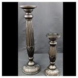 Set of 2 Wooden Candle Holders