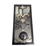 Vintage Wrought Iron & Glass Wall Sconce Panel (P)