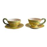 Yellow & Green Tea Cup & Saucers