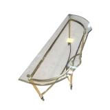 Vintage Gold-Toned Metal & Glass Console Table (F)