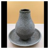 Ceramic Clay Floral Vase & Basin