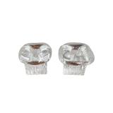 Pair of Textured Clear Glass Candle Holders (A)