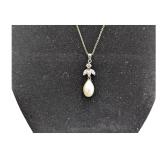Cultured Pearl Drop Sterling Silver Necklace