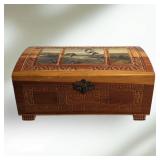Vintage Cedar Storage Box Carved