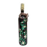 Hand-Painted Black Glass Bottle Table Lamp (A)