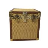 Vintage Wicker Storage Trunk w/ Brass Hardware (F)