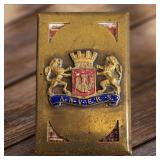 Vintage Metal Match Box Cover French Anvers Brass