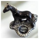 Vintage Chalk ware Horse Black Silhouette Statue