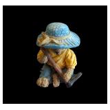Teddy Bear wearing blue hat & Garden Hoe