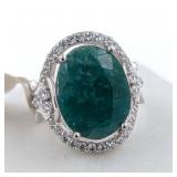 $14,143 App. 6 ct Cert. Silver Emerald Ring (U)