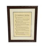 10 Commandments for right living - Framed (P)