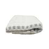 White Textured Throw Blanket with Grey Trim (A)