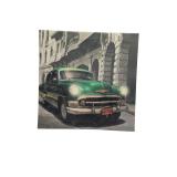 Green Car print on Canvas (P)