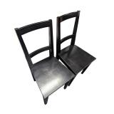 Pair of Black Wooden Ladder-Back Chairs (F)