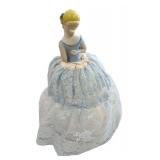 Vintage Porcelain Pin Cushion Half-Doll-8'