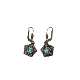 Vintage-Style Brass & Crystal Drop Earrings (J)