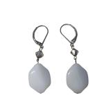 White Art Glass Drop Earrings (J)