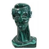 Sculpture African Bust of Malachite Stone