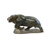 African Carved Stone Water Buffalo Sculpture