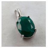$13,732 App. 4 ct Cert. Silver Emerald Pendant (U)