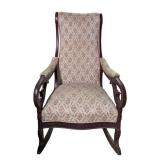 Upholstered Victorian Wooden Rocking Chair (F)
